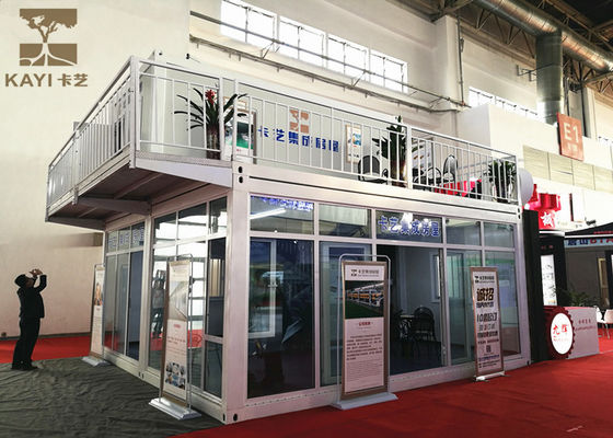 Κίνα Προκατασκευασμένο σπιτιών εμπορευματοκιβωτίων υλικό μαλλιού γυαλιού δύο ιστορίες με το διπλάσιο - τοποθέτηση υαλοπινάκων προμηθευτής